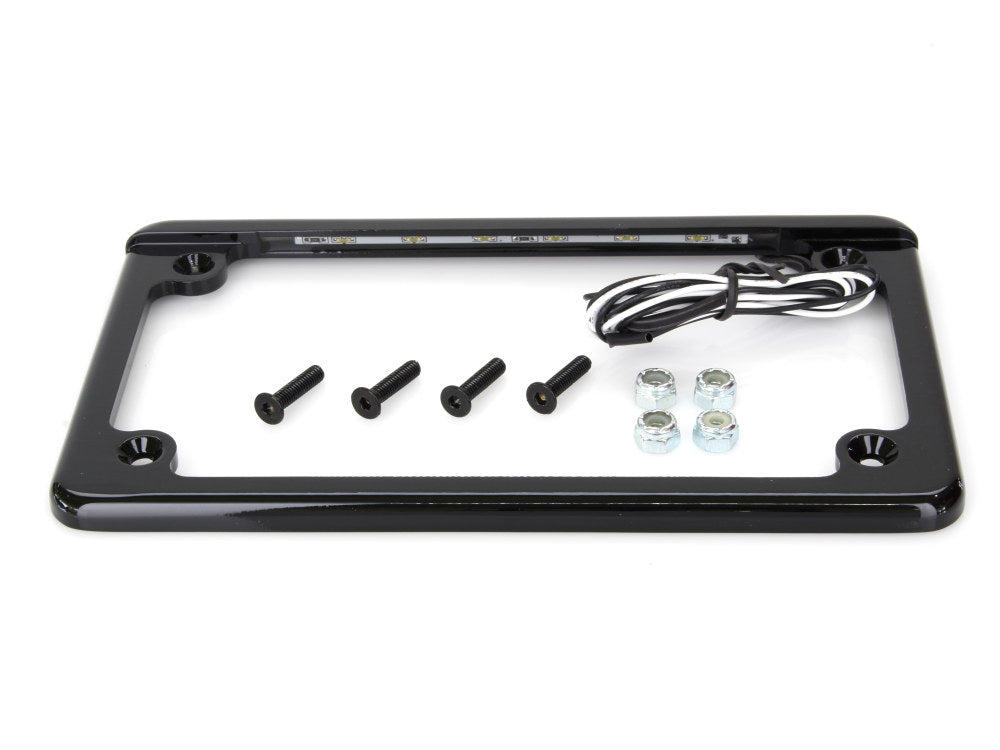 Flat Low Profile Number Plate Frame With LED Illumination – Black
